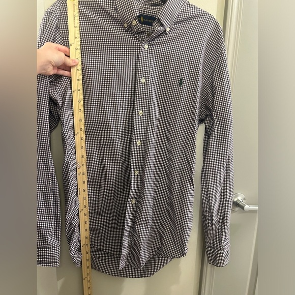 Ralph Lauren Button Down Shirt Mens Large Long Sleeve Purple White Gingham - Picture 8 of 8